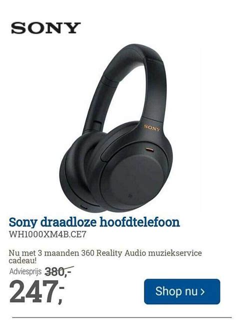 Sony Draadloze Hoofdtelefoon Wh1000xm4b Ce7 Aanbieding Bij BCC