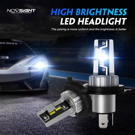 NOVSIGHT 2x H4 LED Headlight Bulbs Globe Bulb Kit High Low Beam 6500K