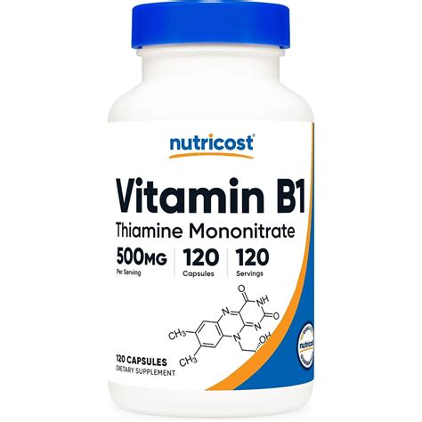 Vitamina B1 Tiamina 500mg 120 Capsulas Nutricost Thiamine