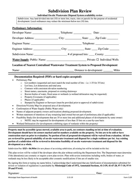 Fillable Online Msdh Ms The Model Process For Subdivision Approval And