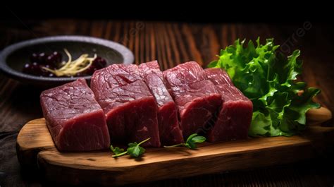 Sliced Raw Meat On A Board Background Beef Tongue Beef Tongue Tongue