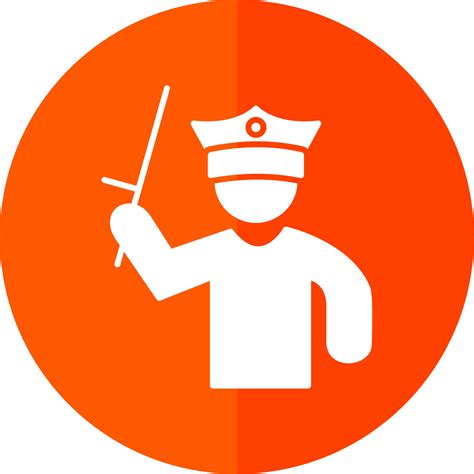 Policeman Holding Stick Glyph Red Circle Icon Vector Art At