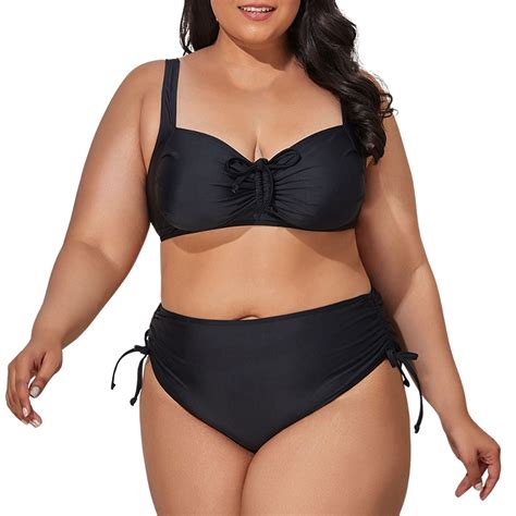 Cbdelite Plus Size Bikini Sets For Women Sexy Bikini Two Piece Swimsuit Adjustable Tie Swimwear