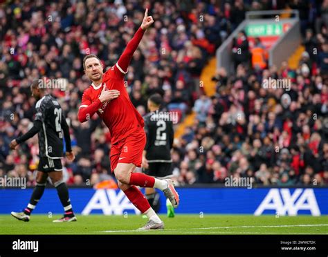 Liverpool Legends Gregory Vignal Celebrates Scoring During The LFC