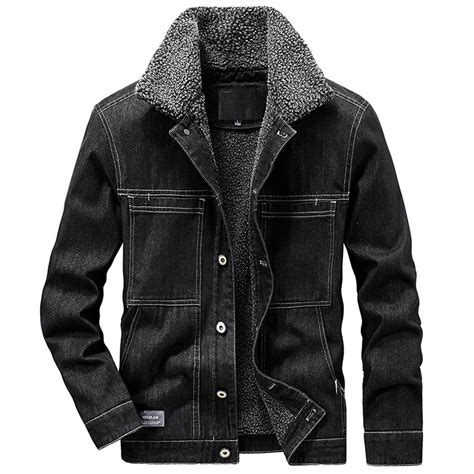 Men S Winter Sherpa Lined Denim Jacket Windbreaker Trucker Jacket Fleece Jean Jacket Cotton