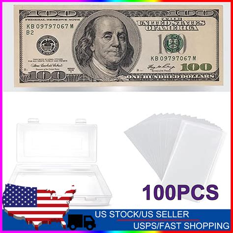 100 Pcs Dollar Bill Holder Storage Case Clear Paper Money Sleeves