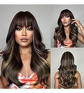 Amazon Allbell Brown Long Wave Wigs For Women Mixed Blonde Wavy Hair Natural Wig Synthetic