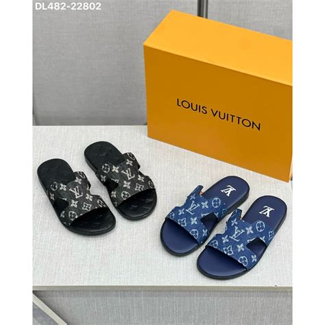 Dép lê nam vân nổi quai vải cực hot Hoạ tiết vân monogram hot hit Ảnh thật bên shop