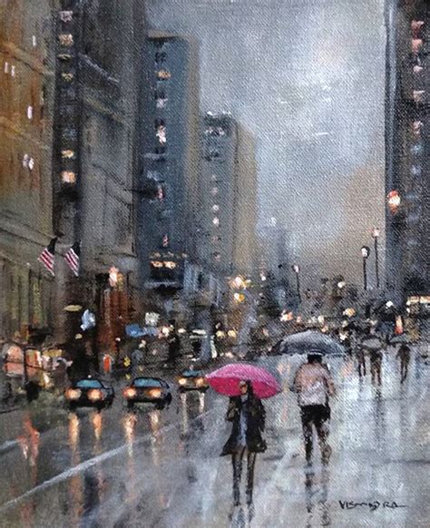 New York City Lights In Rain Painting By Vishalandra M Dakur Saatchi Art