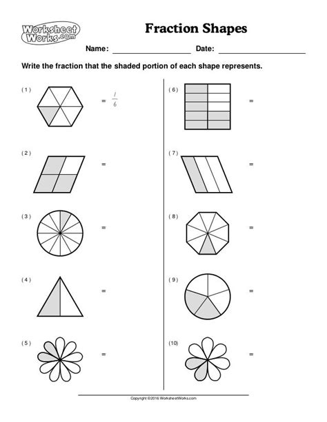 Worksheet Works Fractionshapes1