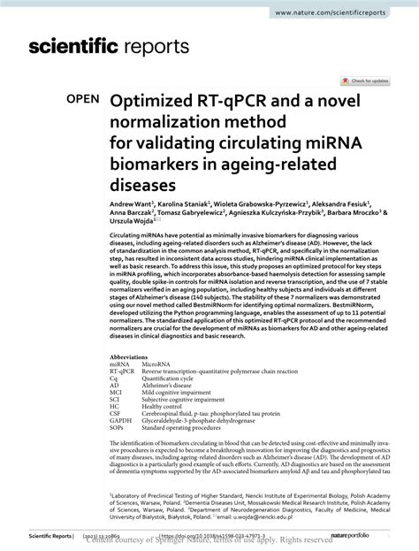 Pdf Optimized Rt Qpcr And A Novel Normalization Method For Validating