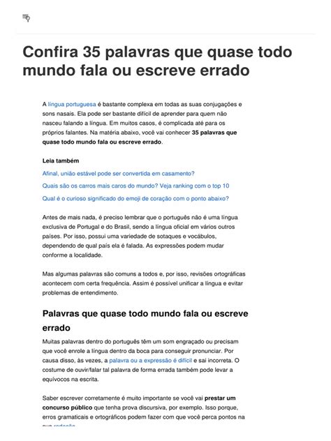 Como Se Escreve Errado - 35 Palavras que Todo Mundo Escreve Errado | PDF | Português (idioma ...