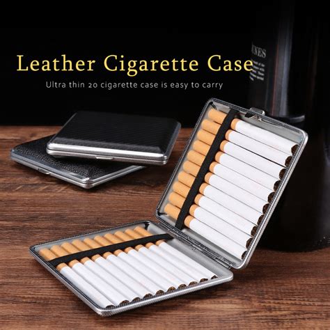 Futeng 100mm Metal Cigarette Case Box Wallet 20pcs Custom Logo Leather Cigarette Packet Vintage