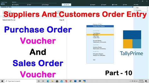 Purchase Order And Sales Order Voucher In Tally Prime Activate