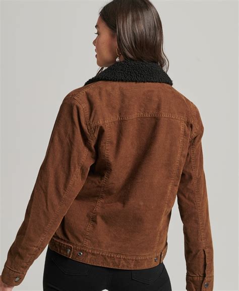 Womens Sherpa Cord Trucker Jacket In Brown Superdry