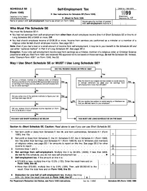 Fillable Online SCHEDULE SE Self Employment Tax Form 1040 OMB No Fax