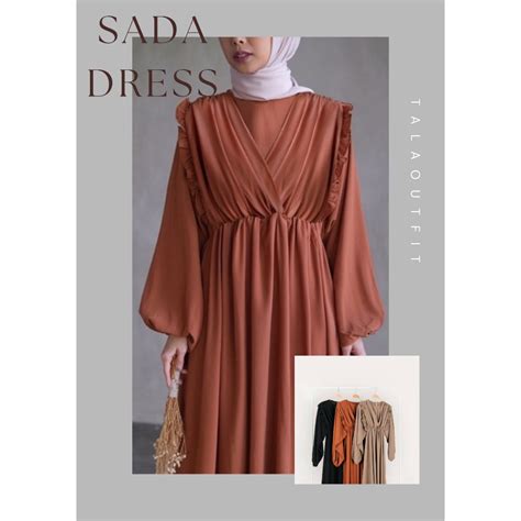 Jual Sada Dress By Talaoutfit Gamis Rayon Crinkle Lengan Balon