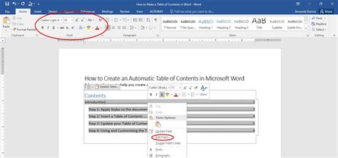 How To Make A Table Of Contents In Microsoft Word