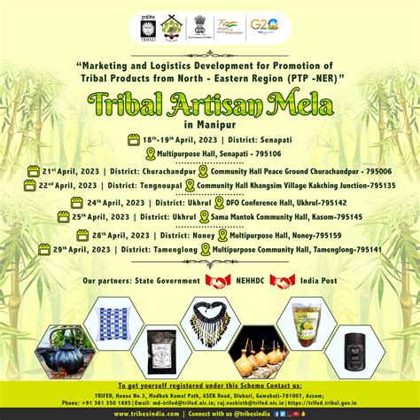 TRIFED is organizing Tribal Artisan Mela(TAM) in Manipur from 18 April 2023 to 29 April 2023 ...