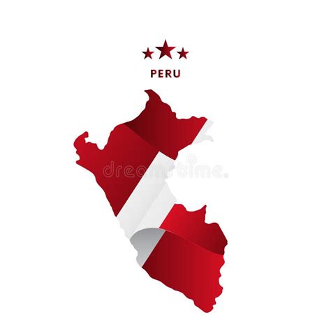 De Kaart Van Peru Met Golvende Vlag Vector Illustratie Stock