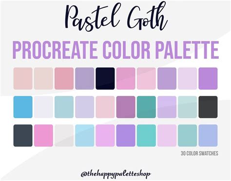 Pastel Goth Procreate Color Palette Lettering Digital Art Digital Illustration Ipad Procreate