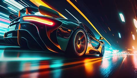 Premium AI Image Fast Supercar Driving At High Speed With Stunning