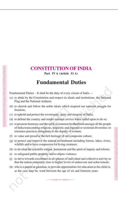 Constitution Of India Part Iv A Article 51 A Fundamental Duties Fundame