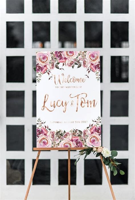 Rose Gold Foil Welcome Wedding Sign Foil Effect Welcome To Our Wedding