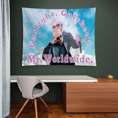 Mr Worldwide Meme Funny Tapestry Gaslight Gatekeep Tapestry Etsy