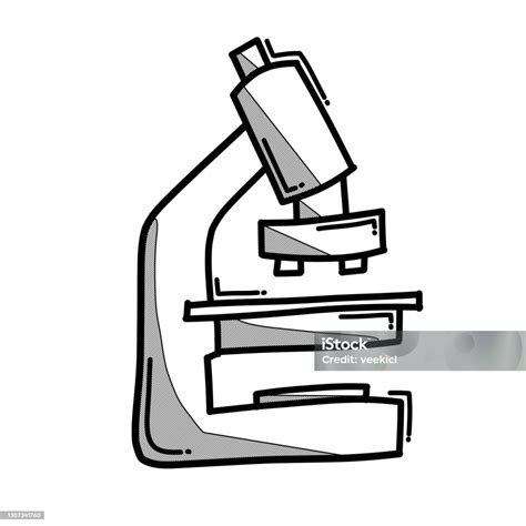 Microscoop Krabbel Vector Pictogram Tekening Schets Illustratie Hand