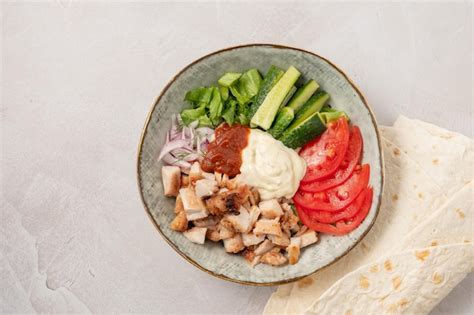 Premium Photo Doner Kebab On A Plate With And Salad