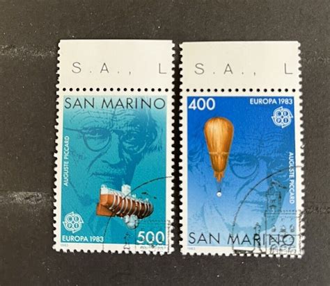 San Marino Stamps Used Europa Cept Inventions Auguste Piccard