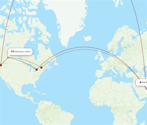 All Flight Routes From Doha To Edmonton Doh To Yeg Flight Routes