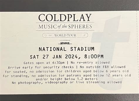 Wts Coldplay Cat Tickets Vouchers Event Tickets On Carousell