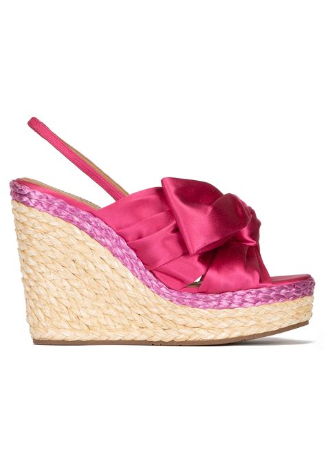 Sandalias De Cu A En Raso Fucsia Con Lazo Pura Lopez