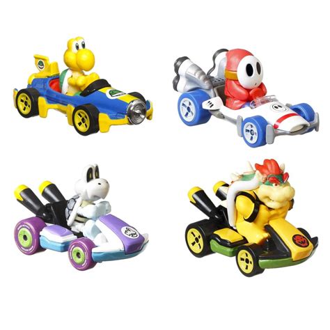 Pick Up Hot Wheels Mario Kart 4 Pack Of Vehicles HDB23 With Exclusive Character Kart Shop Toy