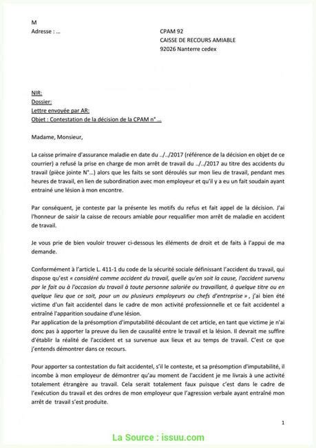 Lettre De Contestation Cpam Accident Du Travail Paperblog Hot