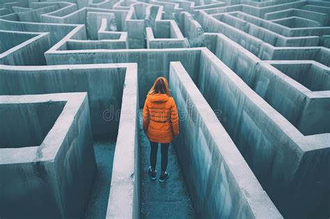 Person Navigating A Maze Or Labyrinth Symbolizing Problem Solving And