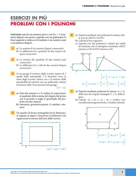 Problemi Con I Polinomi Zanichelli Online Per La Scuola