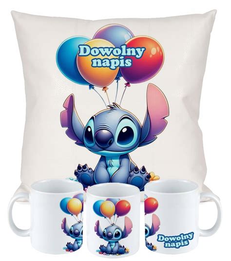 ZESTAW PODUSZKA KUBEK LILO I STICH OHANA DISNEY PREZENT IMIĘ URODZINY