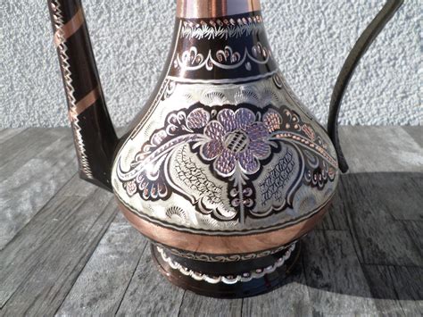 Authentic Handmade Copper Turkish Pitcher Ewer Ibrik 29cm Hand Carved