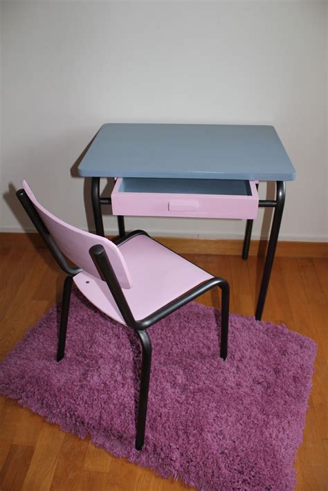 L Atelier Des Petites Bauloises Bureau Ecolier Gris Et Rose