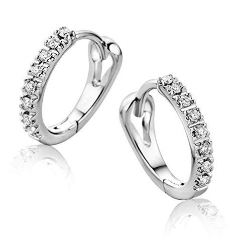 Orovi Bijoux Femme Boucles d Oreilles Créoles en Or Blanc avec