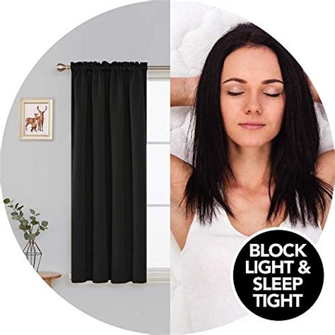 Deconovo Black Blackout Curtains Rod Pocket Curtain Panels Room