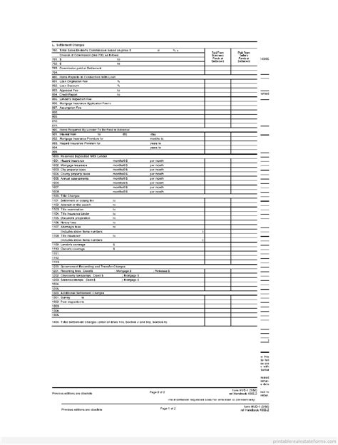 HUD 1 Settlement Statement0001 Printable Real Estate Forms