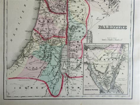 Holy Land Palestine Israel Sinai Peninsula 1876 9 Ow Gray Color Fine Large Map 1876 Carte