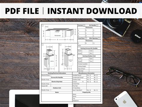 Hvac Spec Sheet Ducts Measuring Template Heating Cooling Etsy