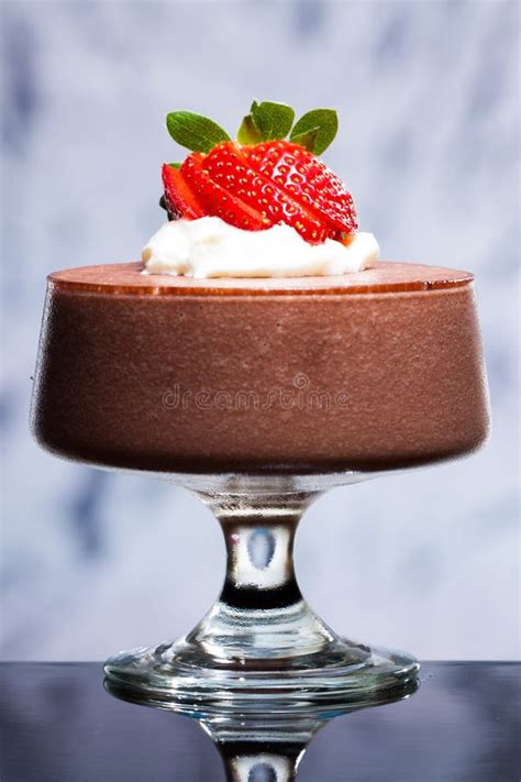 Chocolate Mousse With Strawberries And Cream Stock Photo Image Of