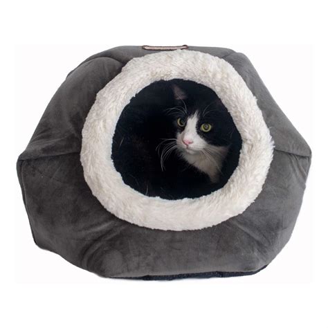 Armarkat Covered Cat Bed Gray Velvet Baxterboo