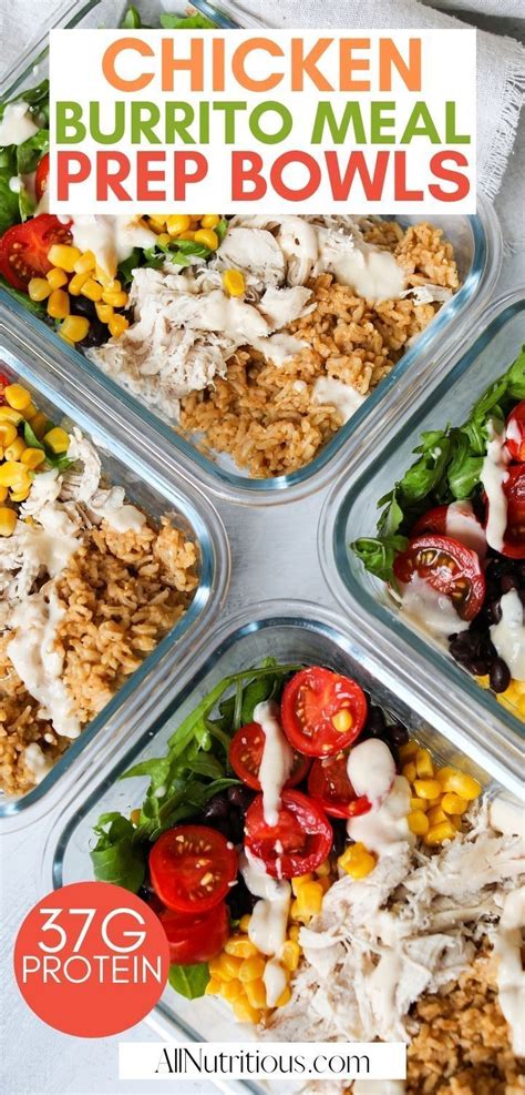 Chicken Burrito Bowls Meal Prep Burrito Bowl Meal Prep High Protein